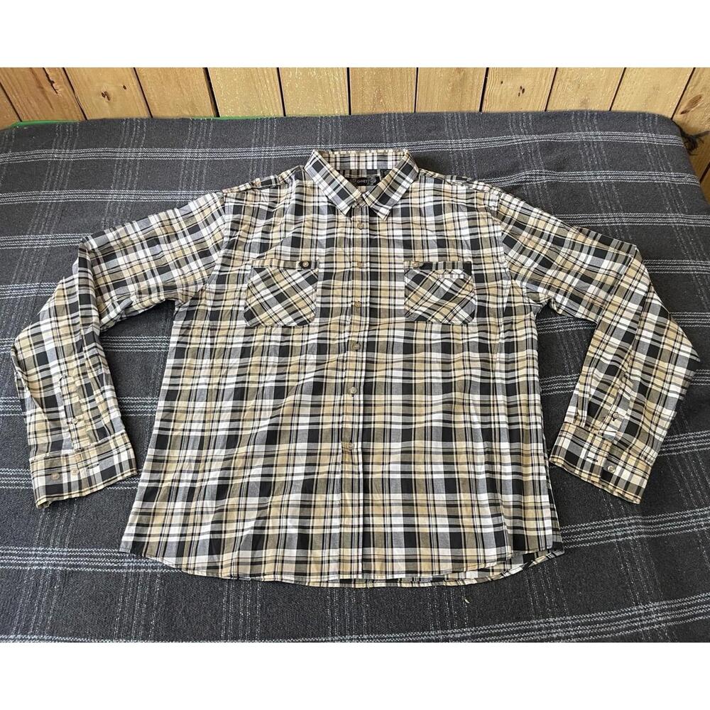 G-NET Mens Button-Up Gray /yellow Short Sleeve Shirt 4XL